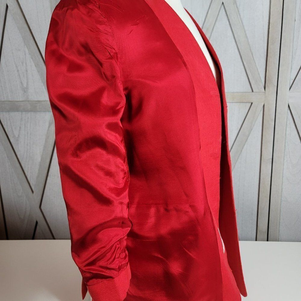 Moygashel 100% Linen - Fully Lined - Red Blazer. Made In Guatemala - Sz Small - Picture 13 of 16
